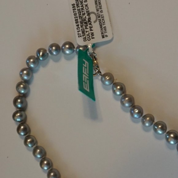 NWT EFFY Gray Freshwater Pearl Necklace Silver clasp - Picture 6 of 8